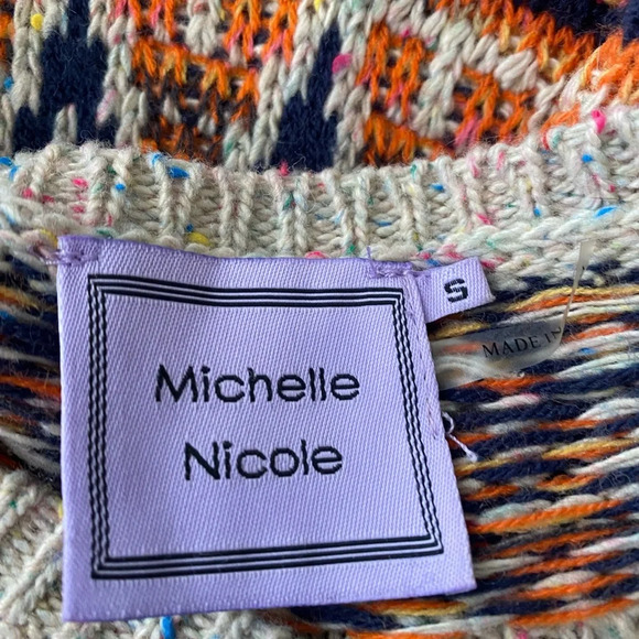 Michelle Nicole Nordic Wool Blend Tribal Sweater Poncho Boho Southwest M - Picture 10 of 12